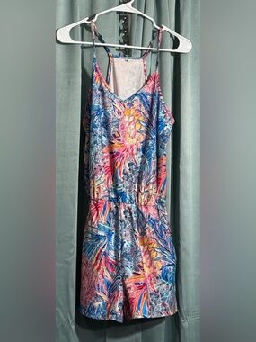 Colorful Tropical Print Romper Women’s Size M Spaghetti Strap Summer